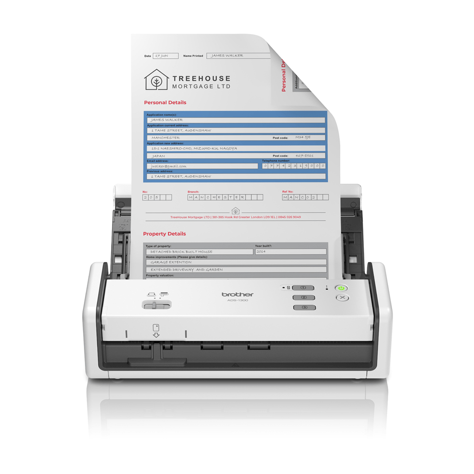 Brother ADS-1300 ADF Scanner - 1200 x 1200 DPI - A4 - White