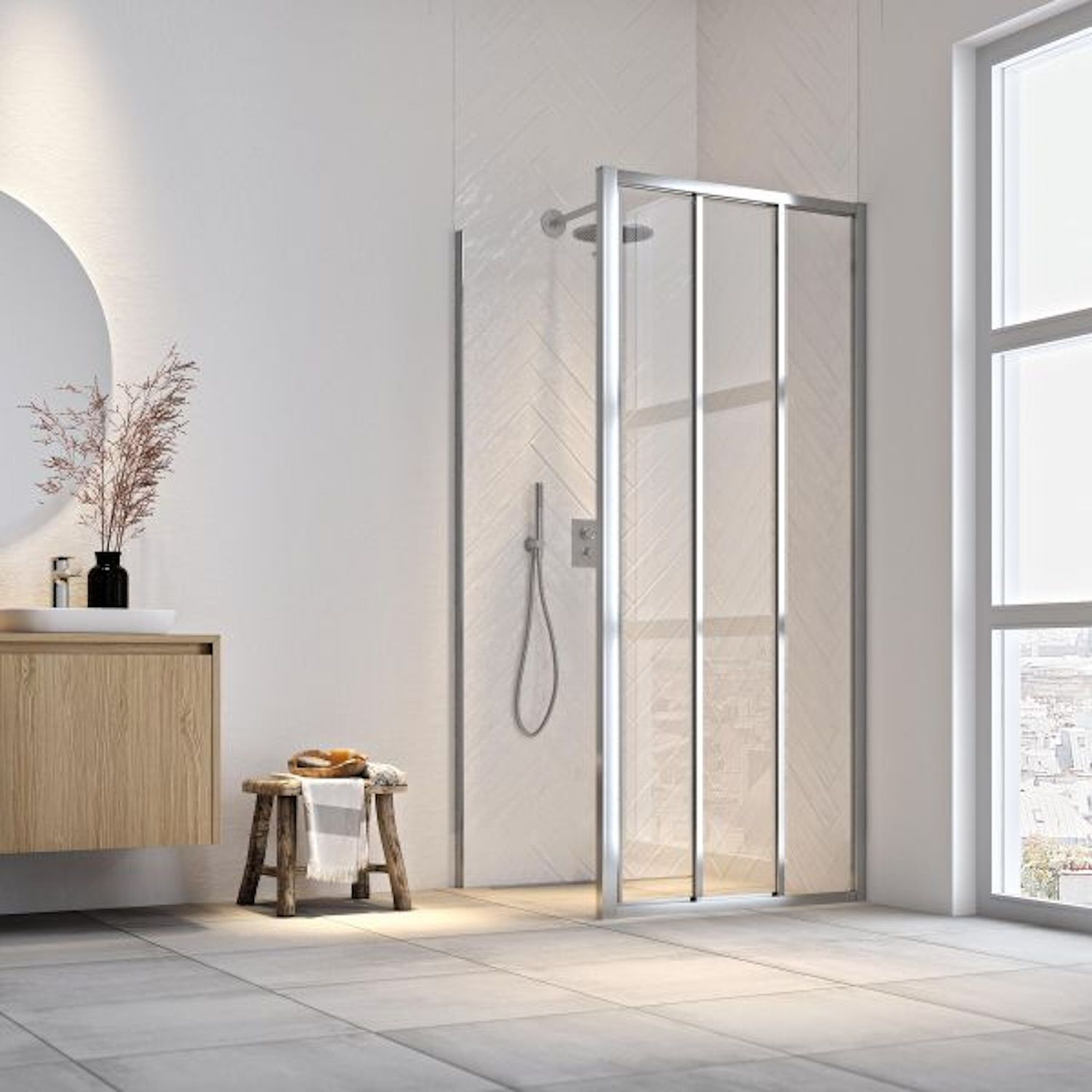 Sealskin - Zijwand voor Schuifdeur - 90x200 cm - 6 mm Helder Veiligheidsglas - Antikalk - Zilver Hoogglans