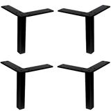 cyclingcolors 4 x meubelpoten 20 x 20 mm hoogte 126 mm van metaal universeel voor bank kast keuken badkamer zwart mat