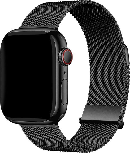 imoshion Ploonk B.V. Premium Milanees bandje - Geschikt voor Apple Watch 1-11, SE, Ultra (2/3) - 44/45/46/49 mm - Zwart