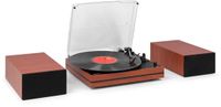 Audizio Akron Platenspeler met Speakers, Bluetooth, AUX, 3 Snelheden, Kersen Houtlook