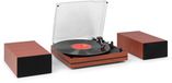Audizio Akron Platenspeler met Speakers, Bluetooth, AUX, 3 Snelheden, Kersen Houtlook