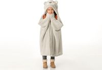 Amadeus Plaid Beer - Knuffeldeken - Met kap - Lichtgrijs