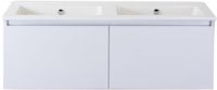 BES LED Frozen Badmeubelset 120 cm - Greeplijst in Kleur - Wit Hoogglans - Keramische Wastafel Wit Zonder Kraangat