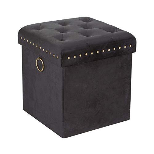 Inspire Me Home! Décor Anastasia - 16" Velvet getufte Ottomanen met messing studs en handvat