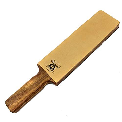Haryali London Pure Rose Wood Handle Extra Brede Lederen Stick 2 Zijdige Strop voor het slijpen van allerlei soorten messen en scheermesjes.