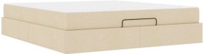 vidaXL Cadre de lit avec matelas 2 places Crème Tissu