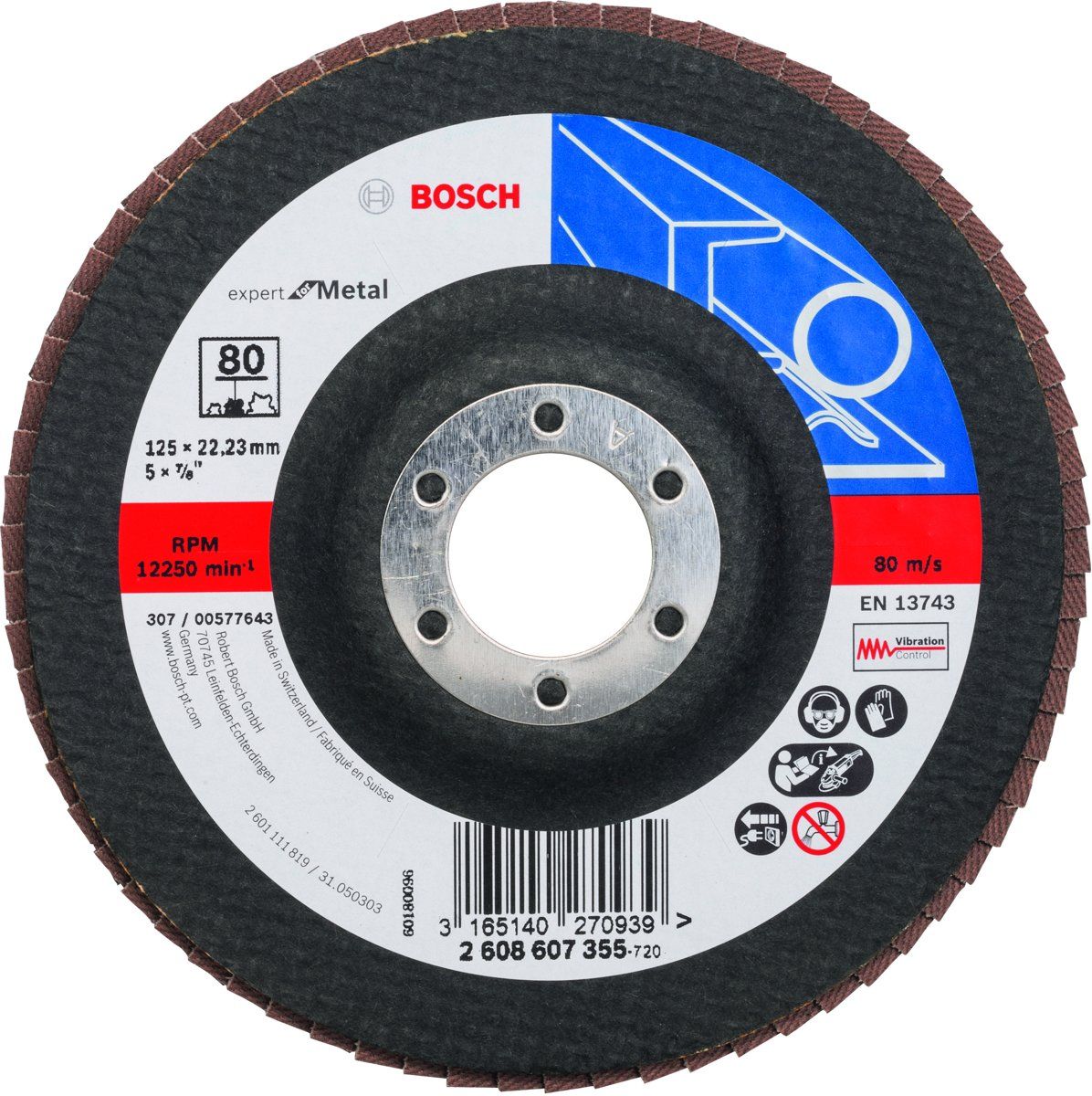 Bosch Lamellenschuurschijf 125 mm, 22,23 mm, 80 - 3165140270939