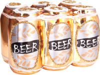 BRUBAKER Bier In Blik Six-Pack Goud - Handbeschilderde Kerstballen van Glas - Handgeblazen Kerstboomversieringen Figuren Grappige Decoratieve Hangers Boombal - 8 cm