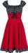 Belsira Schulterfreies Swing-Kleid Medium-lengte jurk zwart-rood-wit S Dames
