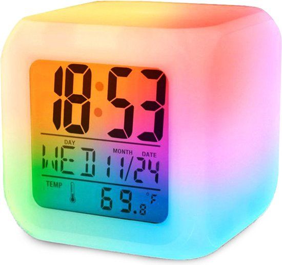 Merkloos Wekker LCD Thermometer Gloeiende Kameleon