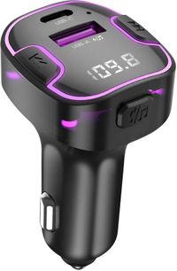 XO, émetteur FM Bluetooth pour voiture avec rétroéclairage et chargeur USB C, noir