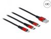 Delock USB Charging Cable 3 in 1 Type-A to Lightning™ / 2 x USB Type-C™ 1 m black / red