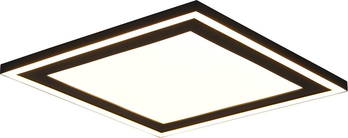 Reality - LED Plafondlamp - Plafondverlichting - 24.5W - Warm Wit 3000K - Vierkant - Zwart - Kunststof