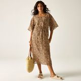 Regatta Dames Avorno Cover Up Strandjurk Bruin Dierenprint Polyester Chiffon Korte Mouw UK18-EU44