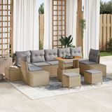 vidaXL Tuinbank - Set - 5 zitplekken - Beige/ Lichtgrijs - Polyrattan