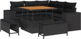 vidaXL Ensemble de banc de jardin noir poly rotin 8 pièces 7 places assises