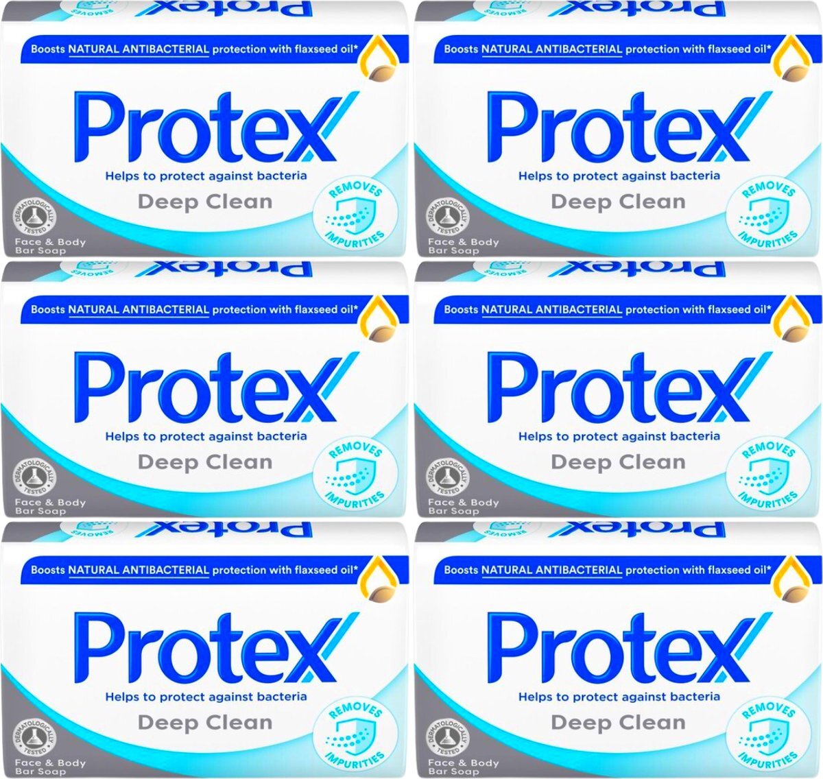 Pro-Tex Handzeep Deep Clean - Hydraterende Voedende Antibacteriële Zeep - Effectief tegen Bacteriën en Onzuiverheden - Soap - Zeep Blok - 6 x 90g