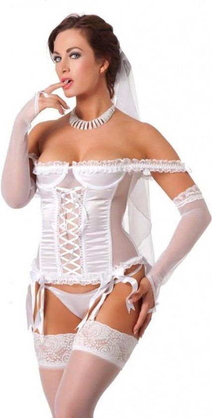 Rimba Amorable - Bruid Lingerieset - 7-delig - Wit - Maat L