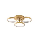 Opviq Moderne gouden kroonluchter, metalen behuizing, 37 cm breed, 9 cm hoog, SMD-led 18 W 3000 K, elegant glamoureuze design voor thuis en op kantoor