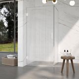 Fortifura Galeria Douchecabine - 140x90x200cm - scharnieren - deurgreep - stabilisatiestang - helder geribbeld - veiligheidsglas - mat wit
