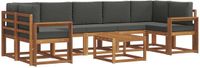 vidaXL - Hoek loungeset - 7 zitplekken - Natuurlijk en antraciet - Acacia hout