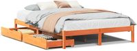 vidaXL Bedframe Massief Grenenhout Wasbruin 150x200 cm