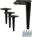 Set van 4 elegante, zwarte, matzwarte scharnierende poten, 17 cm hoog – perfecte metalen poten voor gestoffeerde meubels, tv-meubels en kasten, inclusief bevestigingsmateriaal.