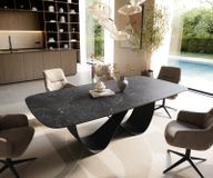 DELIFE Table à manger Edge Boot 240x120 cm Céramique Laminam® Nero Greco Anthrazit Infinity Métal Noir