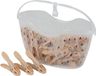 Urban Living Wasknijpers in hangmandje - 24x - taupe - kunststof - 21 x 13 cm
