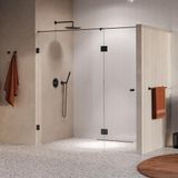 Brauer Void - Carving Nisdeur - 2-Delig - Helder Glas - 200 x 200 cm - Omkeerbaar - met Draaideur 70 cm - Aan Glas - incl. Glascoating - PVD Gunmetal Geborsteld