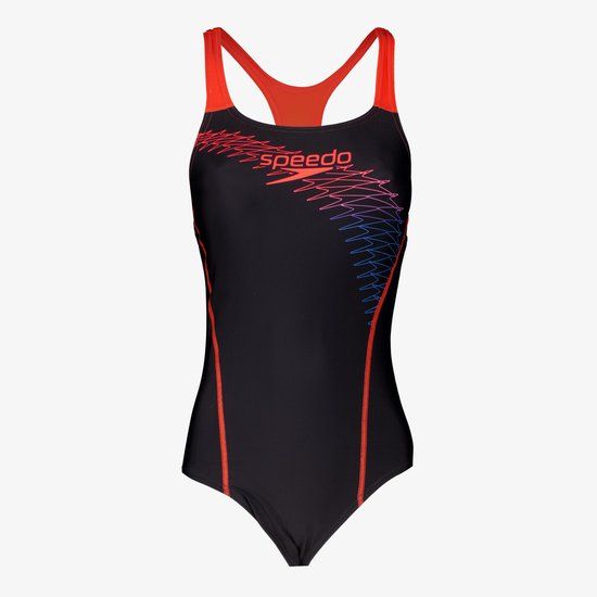 Speedo Medley Logo 1 Piece Dames Sportbadpak - Zwart/Oranje