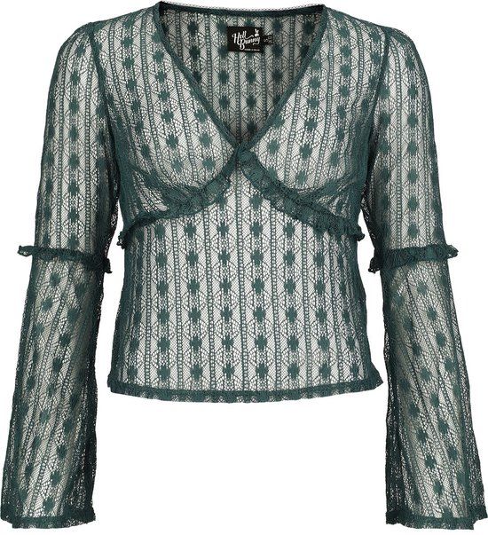 Hell Bunny Rhianne Top Dames Shirt met lange mouwen - groen - S