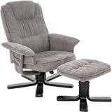 IDIMEX Relaxfauteuil CHARLY met voetenbankje - Grijs/Zwart