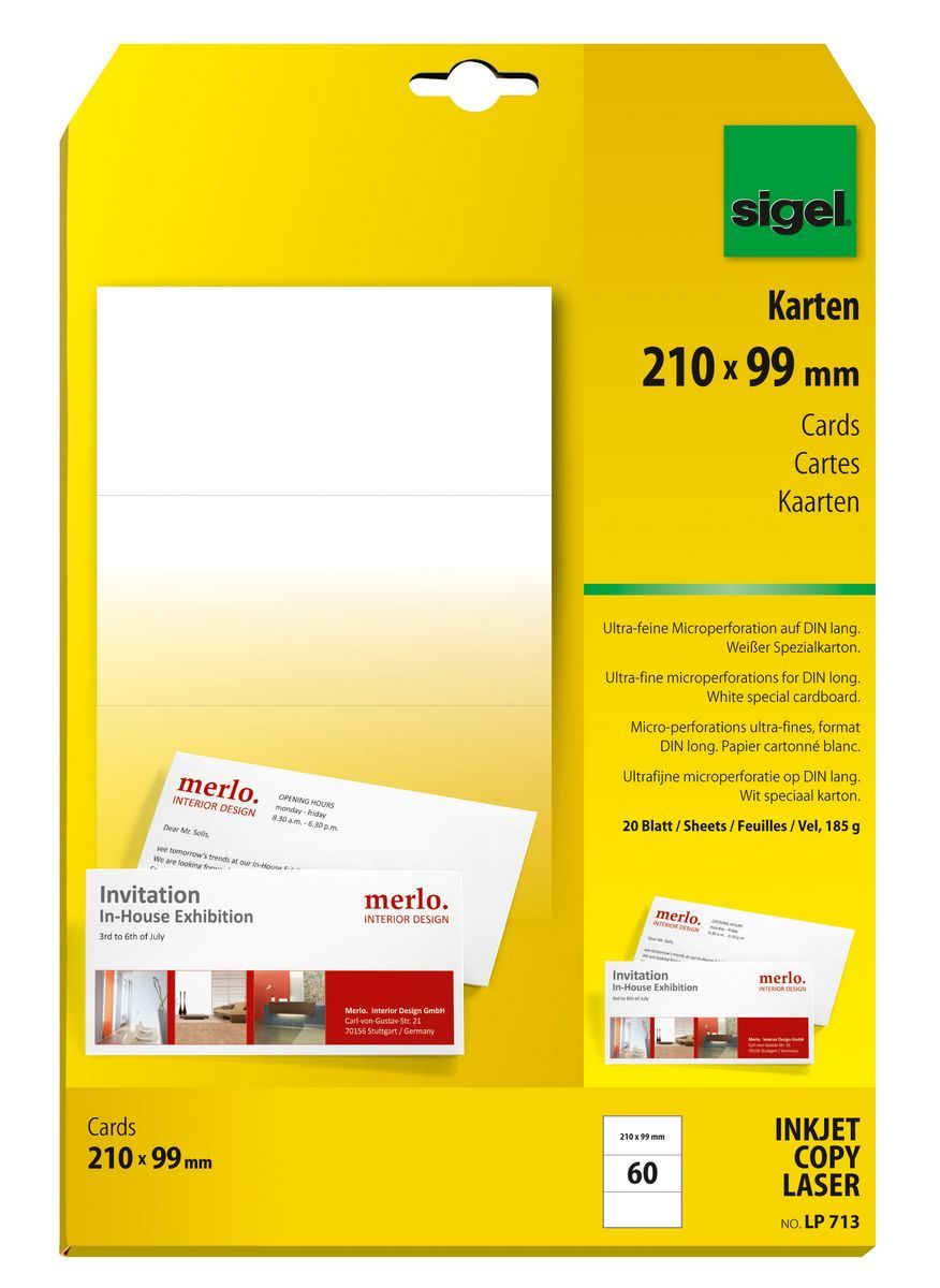 Sigel LP713 - Visitekaartjes - wit