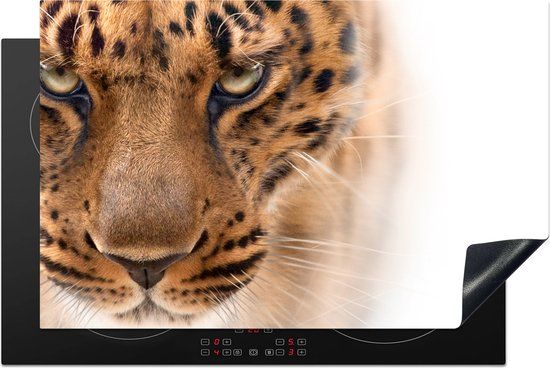 KitchenYeah® Inductie beschermer 80x52 cm - Luipaard - Wit - Inductiebeschermer voor Inductie Kookplaat