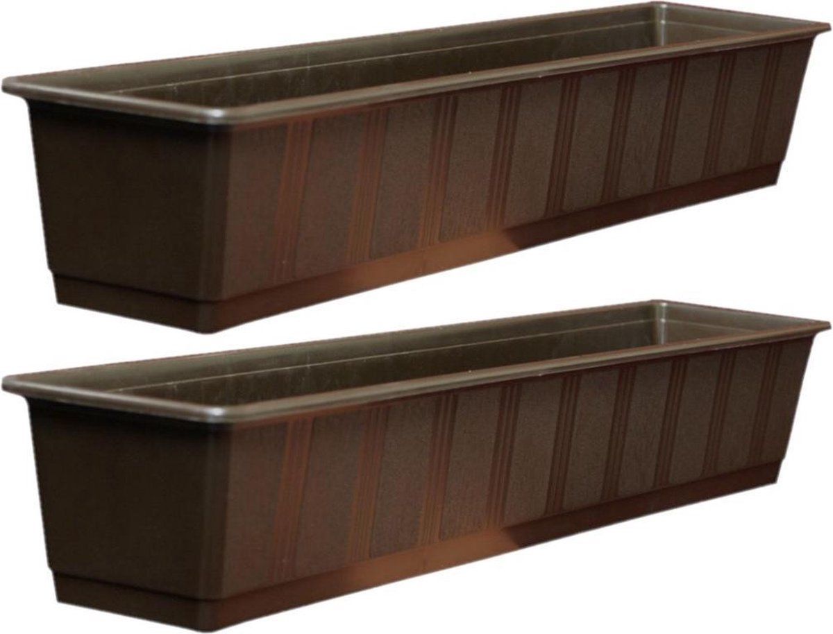 Geli Set van 4 plantenbakken bruin rechthoekig 80 x 17,5 x 14,5 cm