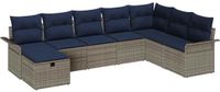 vidaXL Tuinbank Set 8-stuks Polyrattan Grijs