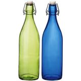 Bormioli Rocco Giara Water Fles Set - 4 Stuks - 1 Liter - Blauw en Groen