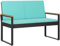 vidaXL Tuinbank 2-zits 107 x 61 x 80 cm polyrotan zwart en turquoise