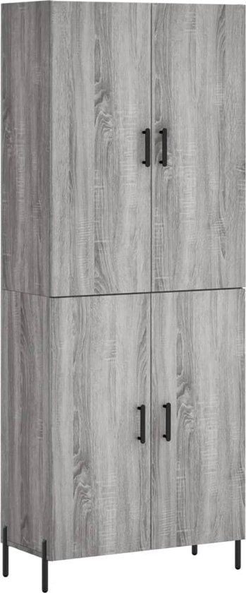 vidaXL Hoge kast bewerkt hout grijs sonoma eikenkleurig 69,5x34x180 cm