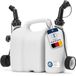 Hünersdorff Dubbele jerrycan/combi jerrycan voor brandstof en olie met 2 afvoerslangen, 3+1,5 liter, UN-goedkeuring, Made in Germany, wit, naturel