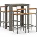 5-delige Tuinbarset poly rattan et acacia massif gris