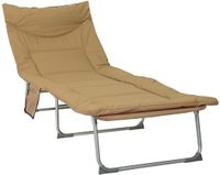 vidaXL Opvouwbaar Zonnebed met Kussen Beige