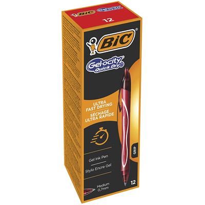 BIC Gel-ocity Quick Dry - Balpennen - Rood, Transparant - 12 stuks