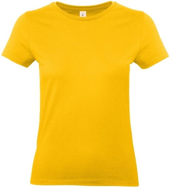 B&C Basic dames t-shirt goud geel met ronde hals - Goud gele dameskleding casual shirts S (36