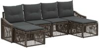 vidaXL Tuinbank - Set - 6 zitplekken - Grijs - Polyrattan