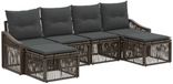 vidaXL Banc de jardin - Ensemble - 6 places assises - Gris - Polyrattan