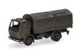 Herpa vrachtwagenmodel Mercedes-Benz NG vrachtwagen 5t platform vrachtwagen met ronde huif 2assig "Bundeswehr", miniatuur op schaal 1:87, verzamelobject, Made in Germany, kunststof