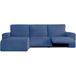 ECOMMERC3 Bankhoes voor chaise longue, kort hoekdeel links, met ontspanning, blauw, bi-elastisch, ademend en eenvoudig aan te brengen, met schuimstoffen en elastieken